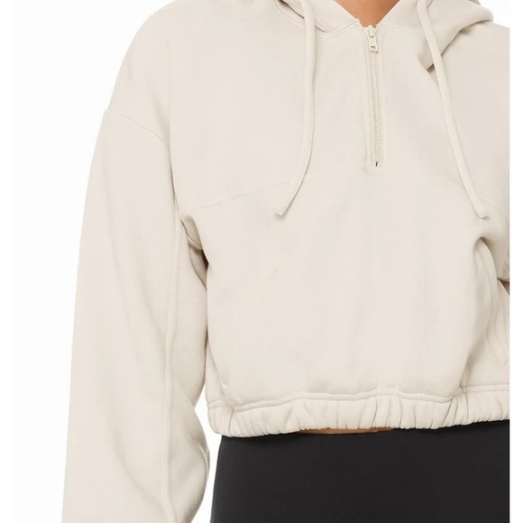 Alo Stadium Half Zip Hoodie - Bone - Picture 2 of 8